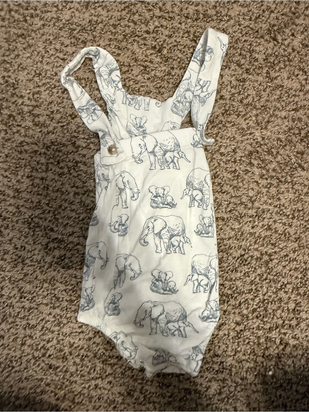 kate quinn Cream Romper with Blue Elephant Sketches